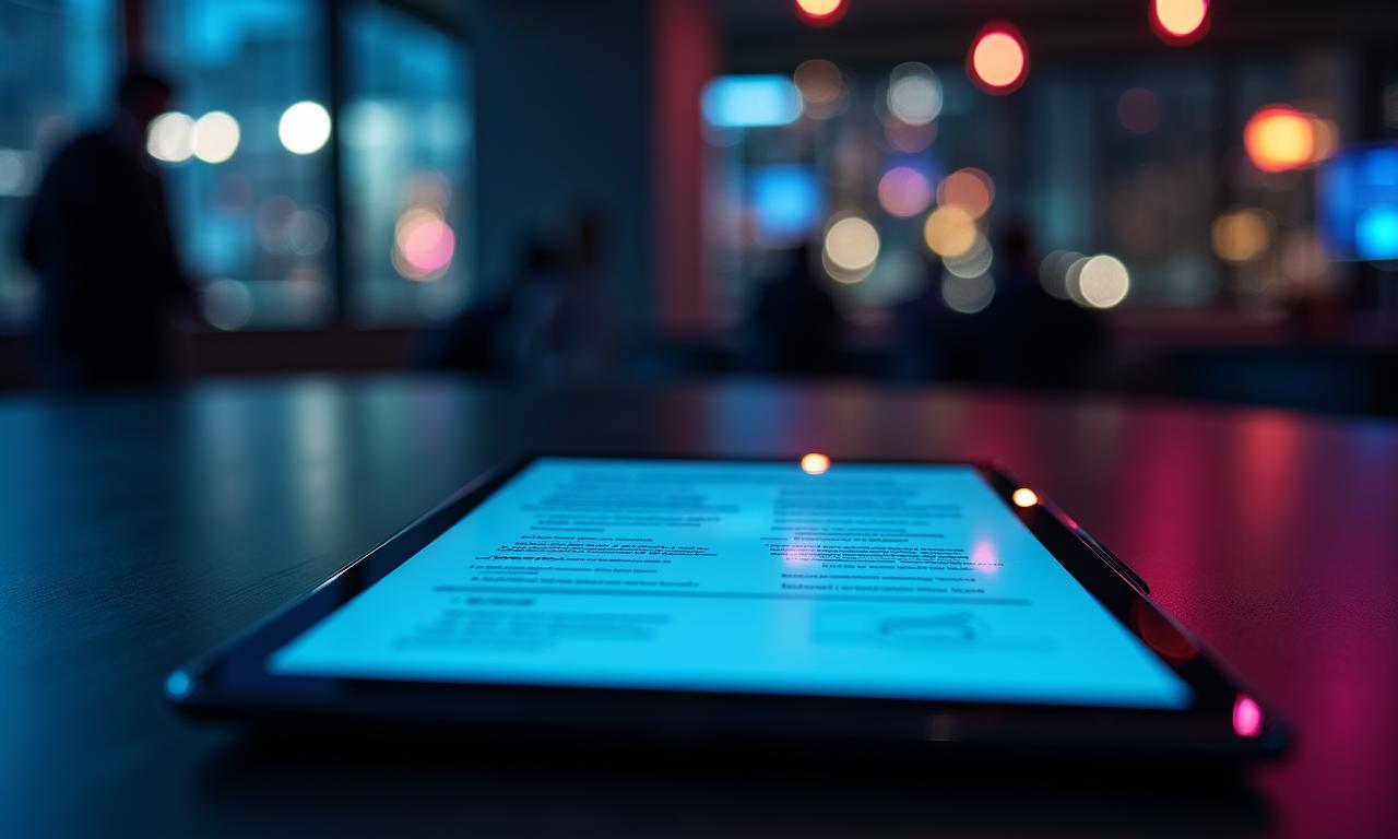 Legal compliance document on digital tablet